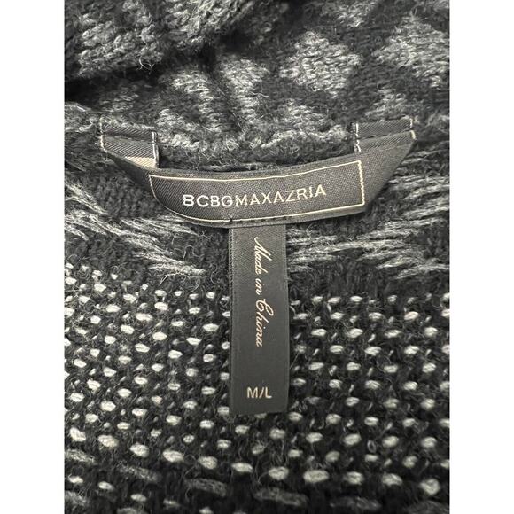 BCBGMaxazria Shadia Shawl Collar Cardigan Lambswool Sweater, Black size M/L - Picture 4 of 7